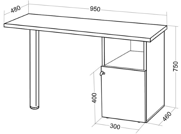 Креслення манікюрного столу і розміри